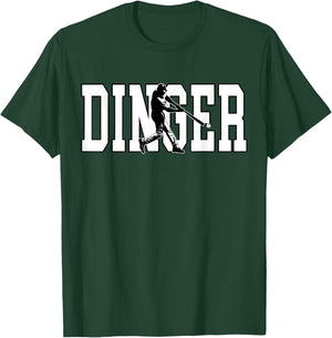 Dinger Get Out Ball Baseball Home Run Bomb Squad Hitter T-Shirt - T-Shirt | Forest