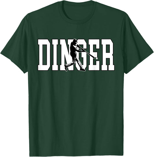 Dinger Get Out Ball Baseball Home Run Bomb Squad Hitter T-Shirt - T-Shirt | Forest