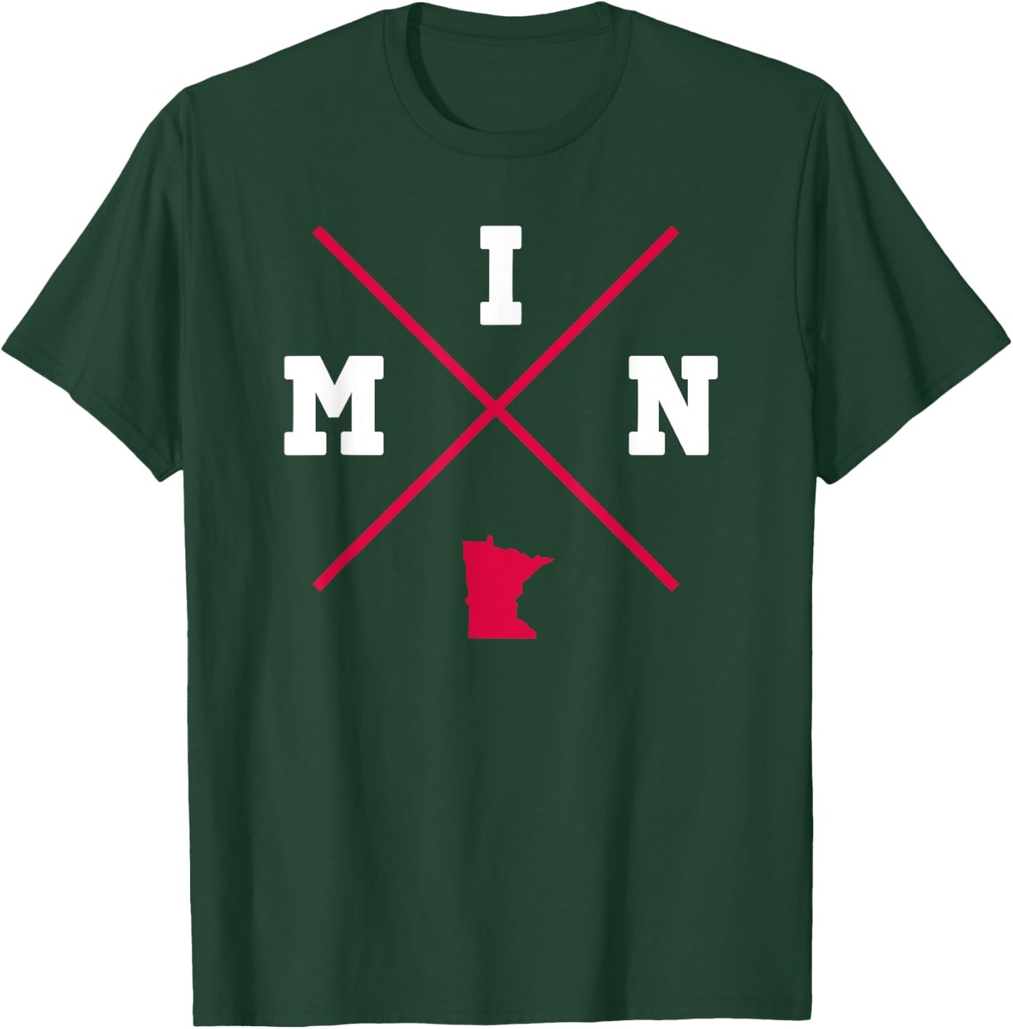 Classic MIN Minnesota Red Vintage State Outline T-Shirt - T-Shirt | Forest