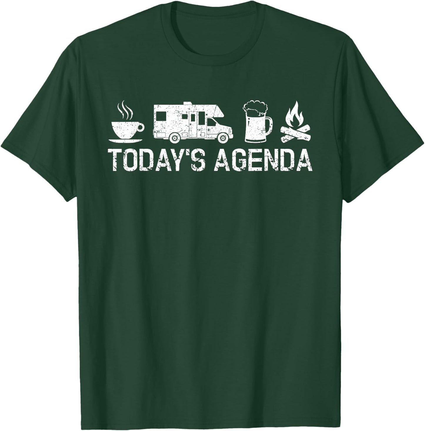 Vintage RV Camping Lover Today's Agenda Costume Camper Gift T-Shirt - T-Shirt | Forest