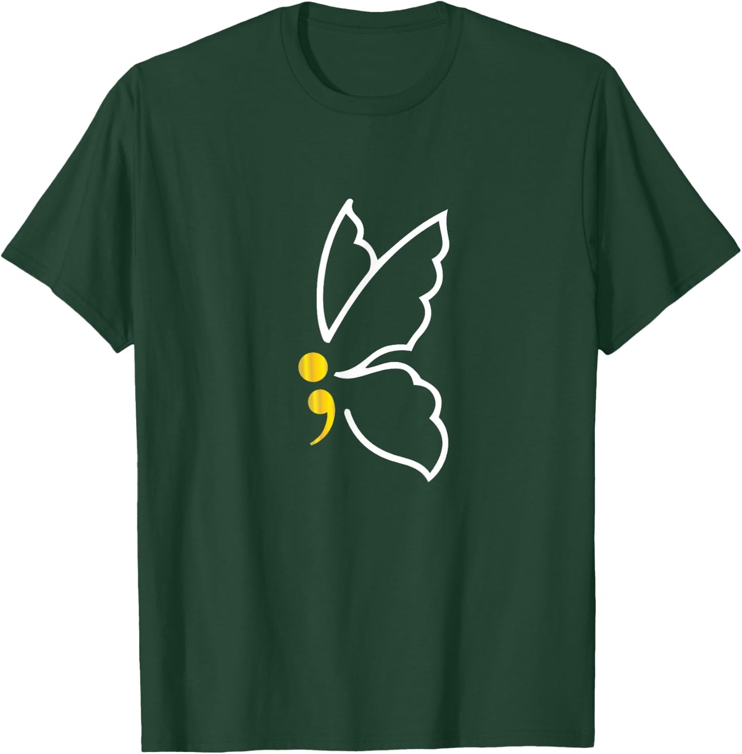Butterfly Semicolon Shirt May Mental Health Awareness Month T-Shirt - T-Shirt | Forest