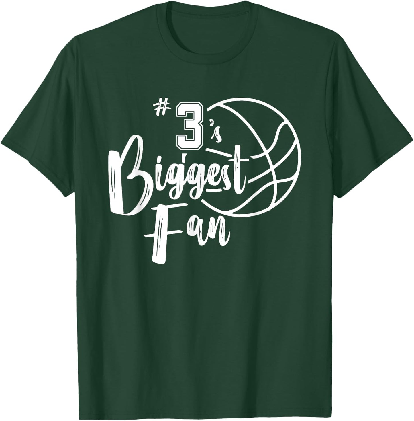 Three 3's Biggest Fan Shirt Basketball Mom Basketball Dad T-Shirt - T-Shirt | Forest