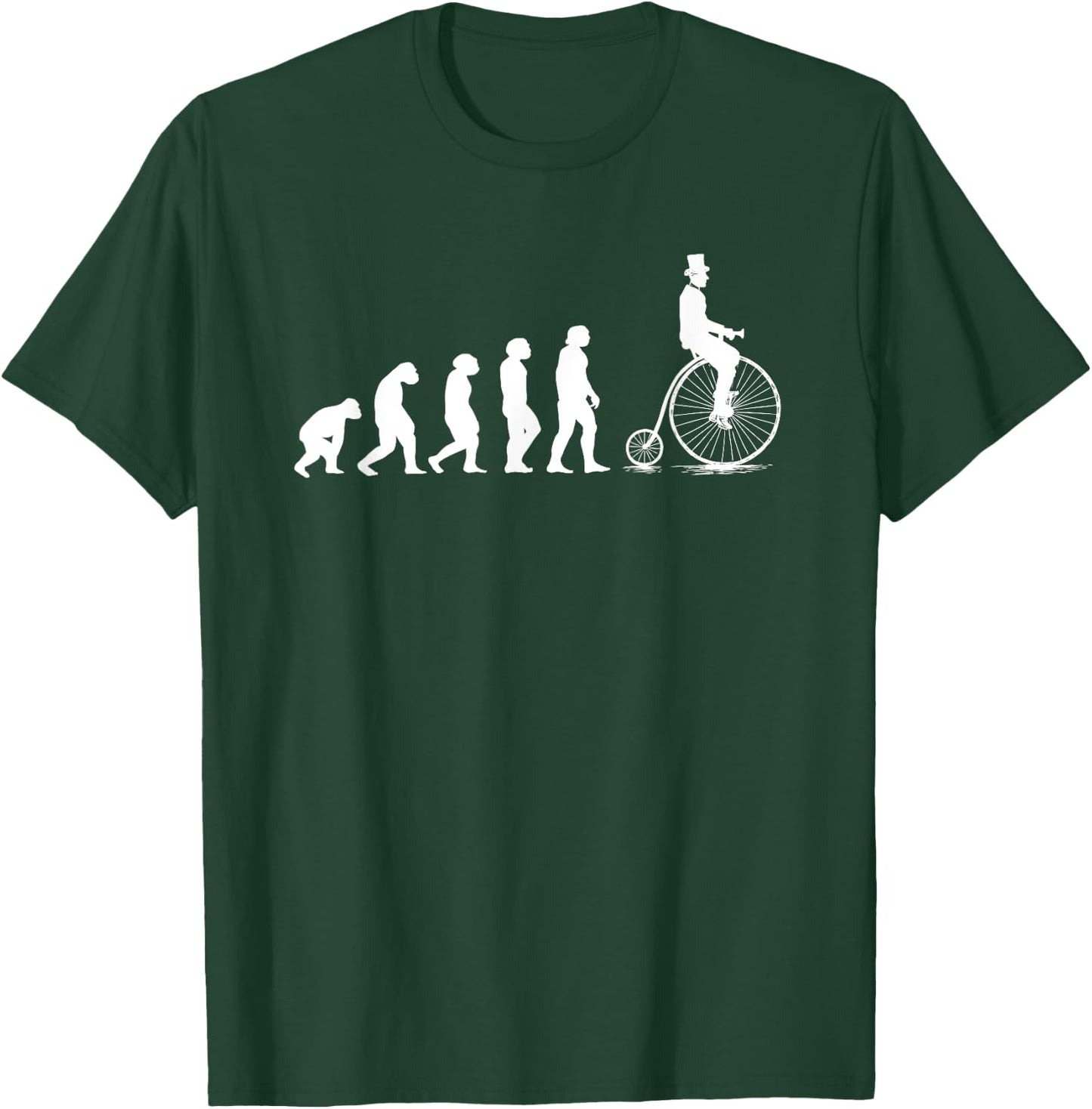Funny Penny Farthing Bike Evolution Design Retro Cyclist T-Shirt - T-Shirt | Forest