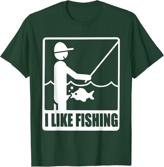 I Like Fishing Fathers Day Funny Fisherman Dad Papa Husband T-Shirt - T-Shirt | Forest
