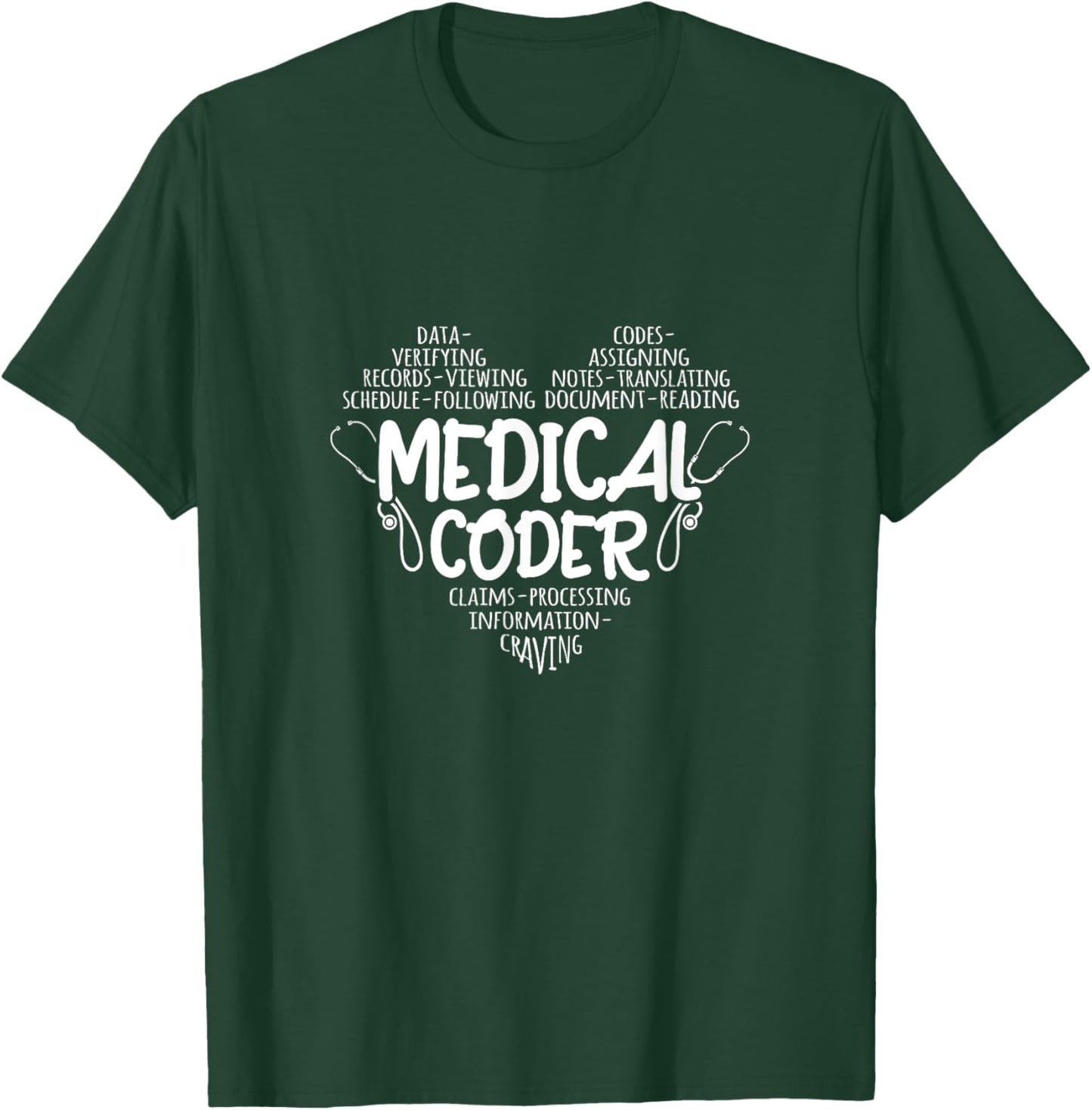 Coding Heart Medical Coder T-Shirt - T-Shirt | Forest