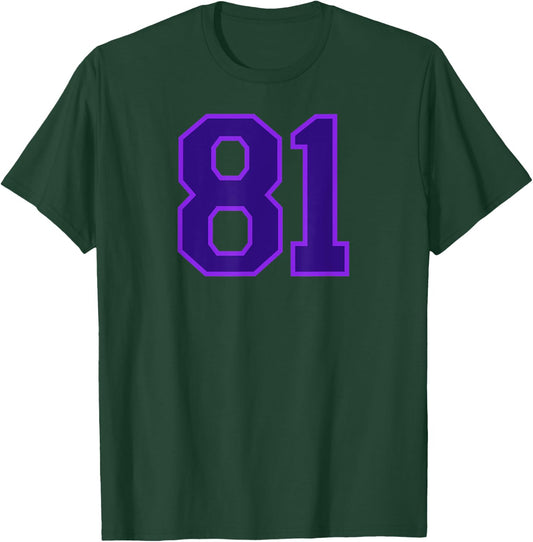 Jersey Number #81 Sports Uniform Purple Lucky Number T-Shirt - T-Shirt | Forest