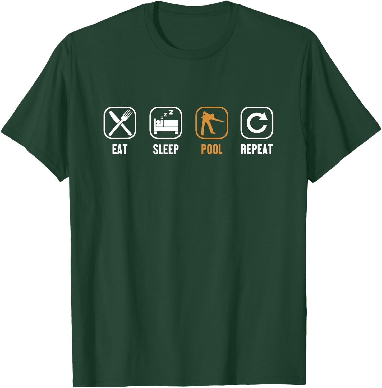 Eat Sleep Pool Repeat Balls Pool Snooker Player Billiards T-Shirt - T-Shirt | Forest