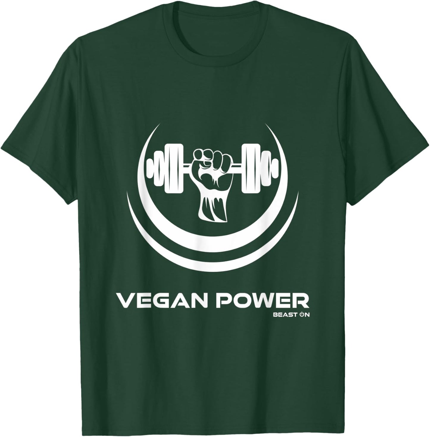 Vegan Power Dumbbell Vegan Gym Beast On Vegetarian Fitness T-Shirt - T-Shirt | Forest