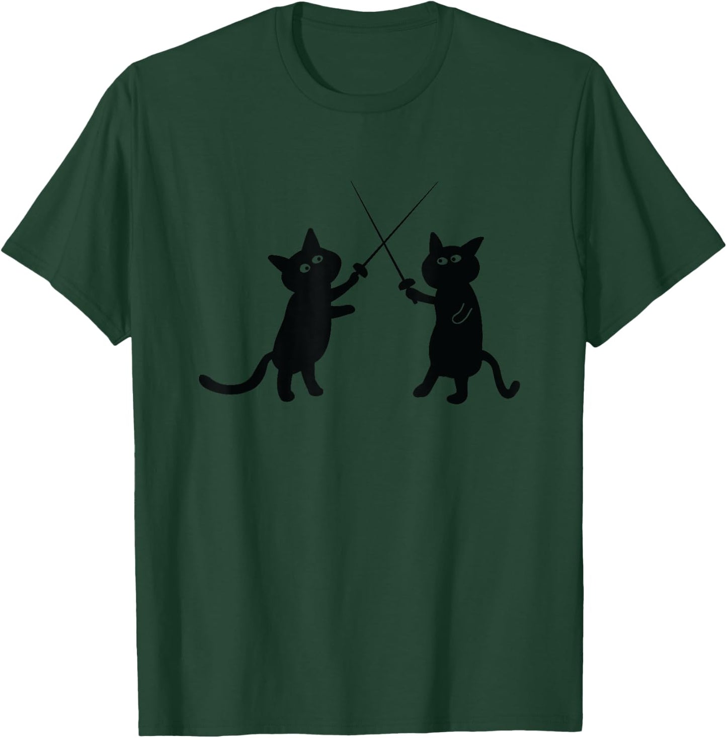 Finest Fencing Gear -Adults Grey Cat Fencer T-Shirt - T-Shirt | Forest