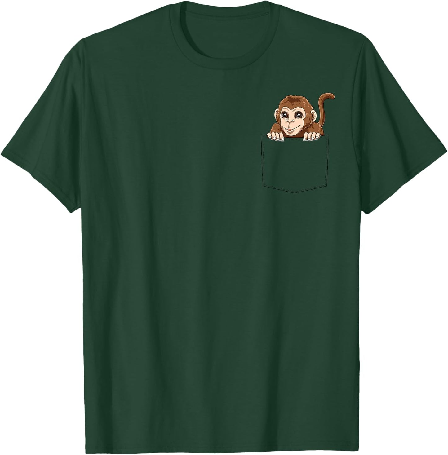 Monkey Peeking Out Of Pocket Funny Monkey Inside Pocket T-Shirt - T-Shirt | Forest