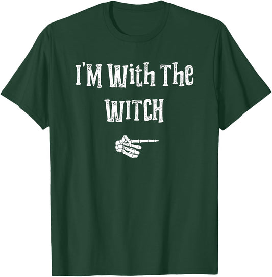 I'm With Witch Halloween Costume Funny Couples Matching T-Shirt - T-Shirt | Forest