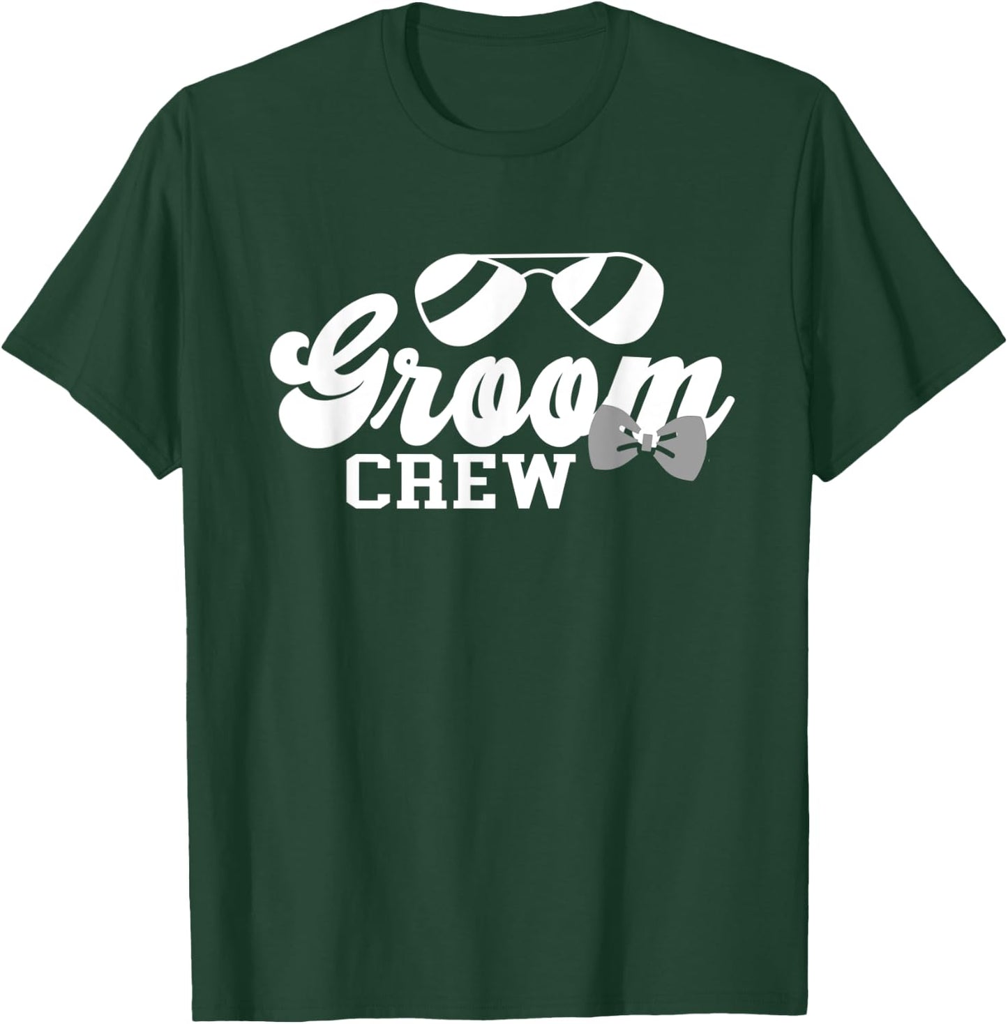 Sunglass & Bow Tie Groom Crew Matching Bachelor Party T-Shirt - T-Shirt | Forest