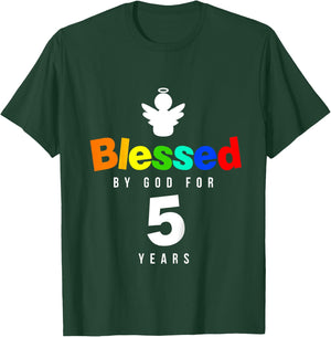 5th Birthday Christian gift Blessed by God for 5 years old T-Shirt - T-Shirt | Forest