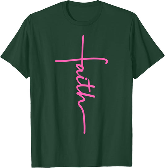 Christian Faith Cross Hot Pink Believers Christians Gift T-Shirt - T-Shirt | Forest