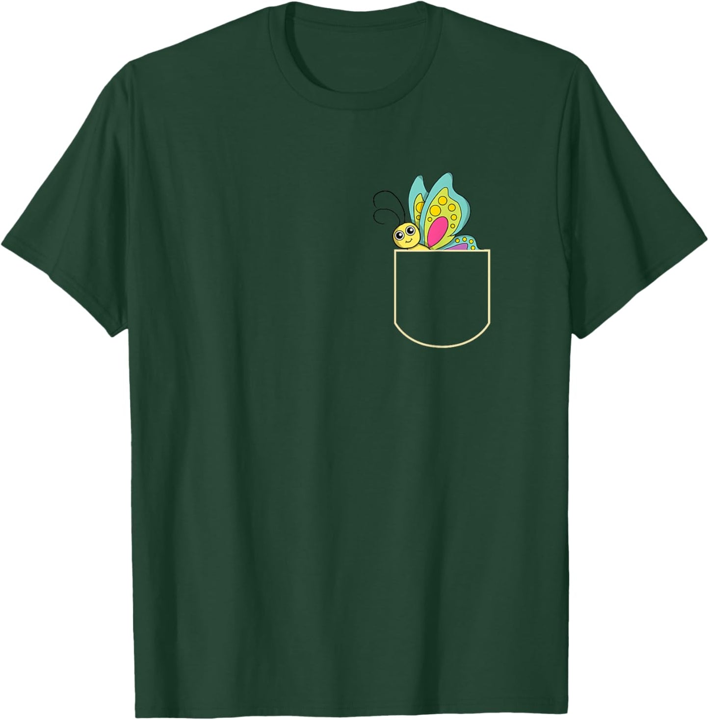 Funny Butterfly Chest Bag Gift Pocket T-Shirt - T-Shirt | Forest