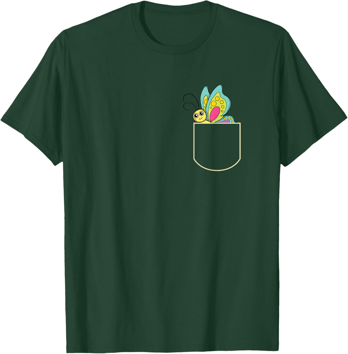 Funny Butterfly Chest Bag Gift Pocket T-Shirt - T-Shirt | Forest