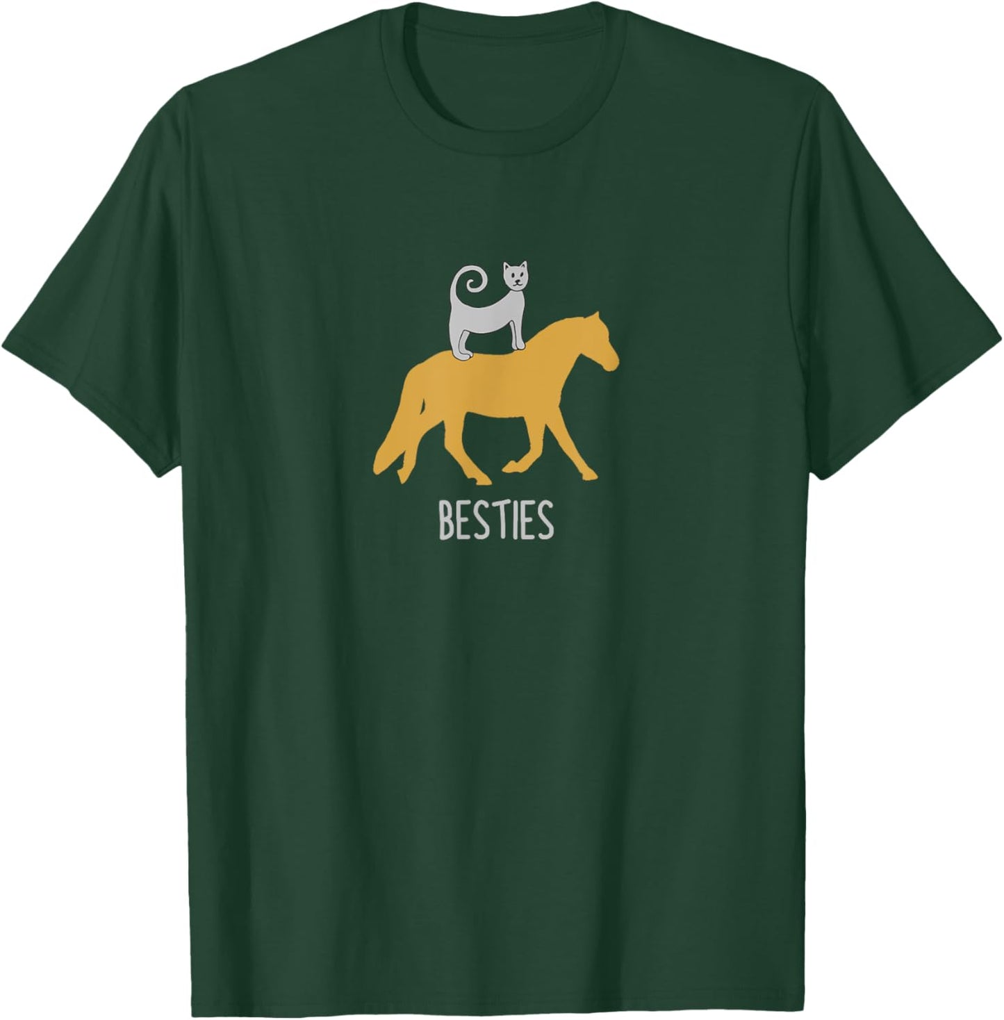 CAT ON A HORSE | BESTIES | CAT LADY + HORSE LADY | Girls T-Shirt - T-Shirt | Forest