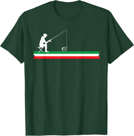 Italian Walleye Fishing Italy Flag Italian Fisherman Cool T-Shirt - T-Shirt | Forest