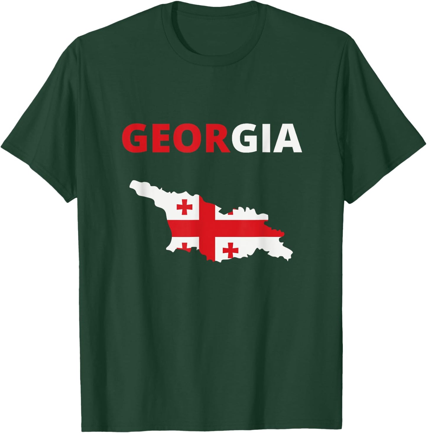 Georgia European Country Flag and Map T-Shirt - T-Shirt | Forest