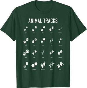 Animal Tracks Footprints Paws Nature Explorer Animals Lover T-Shirt - T-Shirt | Forest