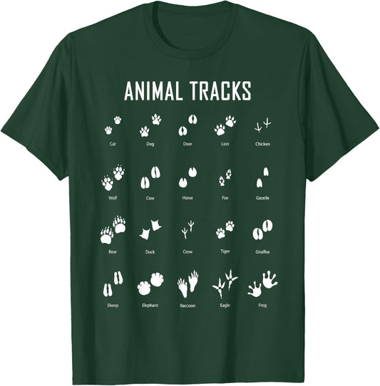 Animal Tracks Footprints Paws Nature Explorer Animals Lover T-Shirt - T-Shirt | Forest