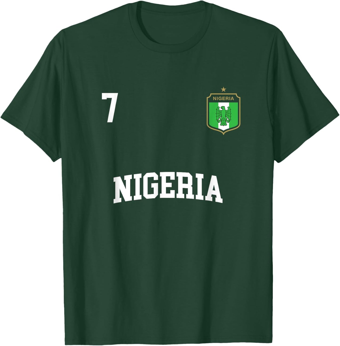 Nigeria Football Shirt 7 BACK Nigerian Flag Soccer T-Shirt - T-Shirt | Forest