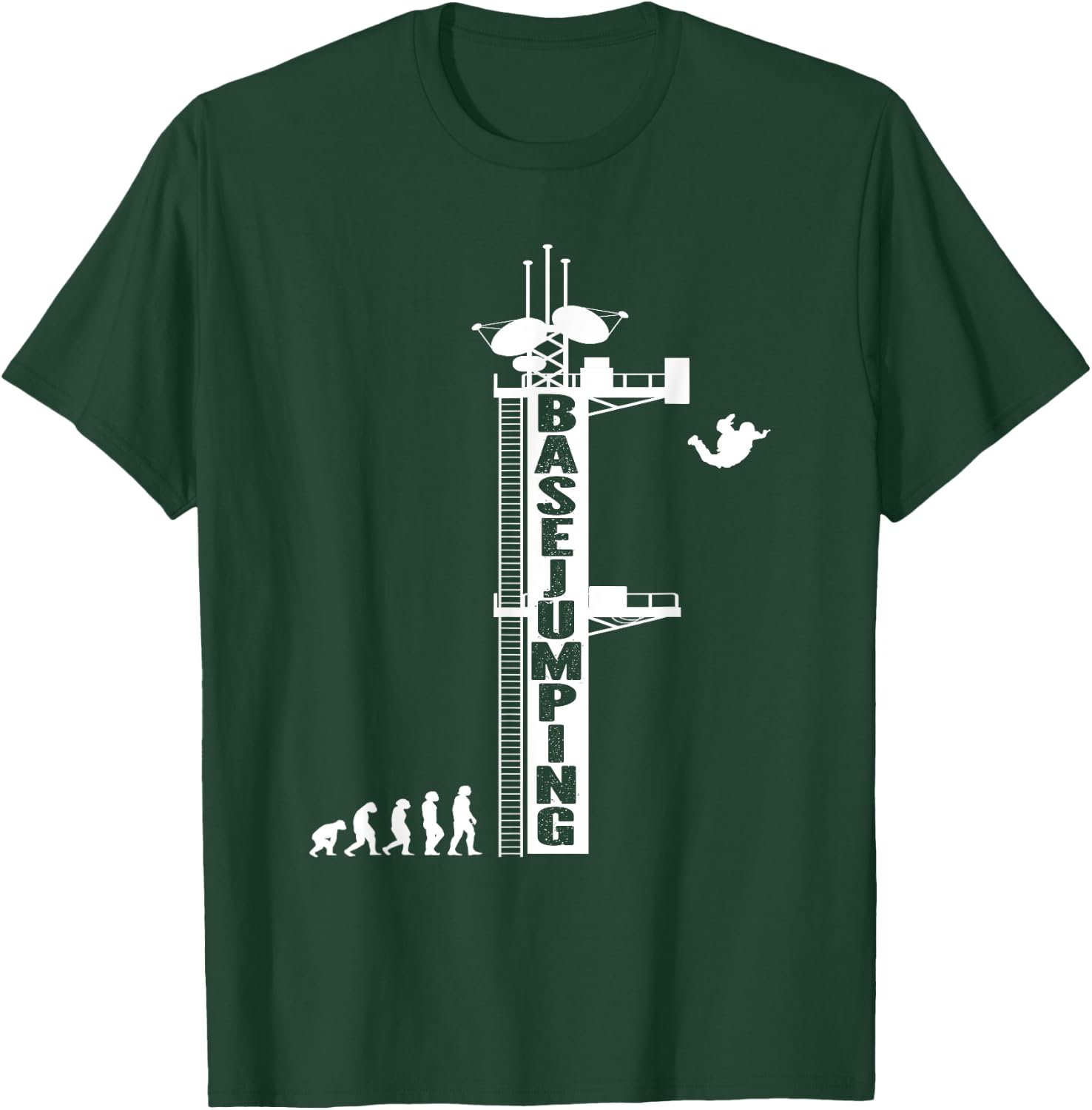 Evolution Base Jumper Antenna Base Jumping T-Shirt - T-Shirt | Forest