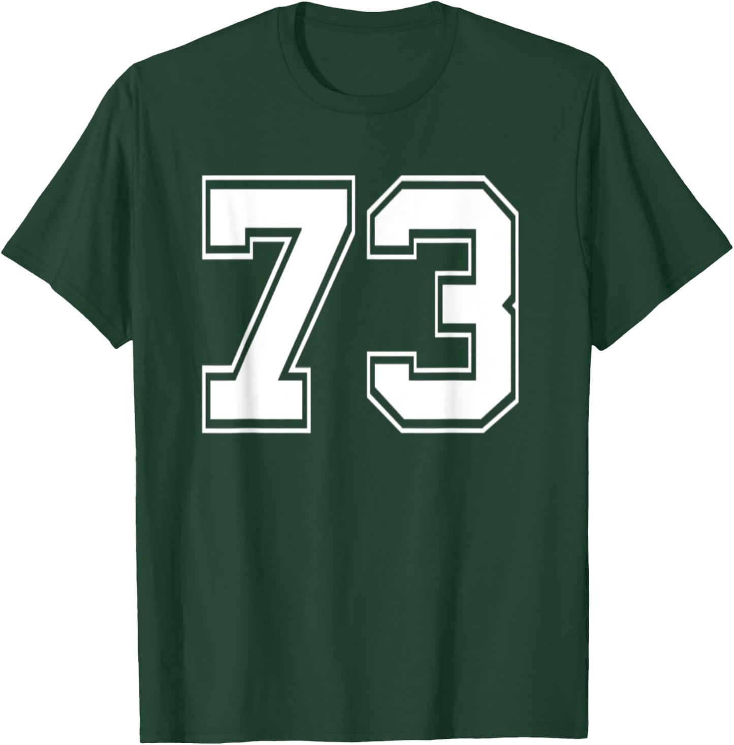Number 73 Baseball Football Soccer Birthday T-Shirt - T-Shirt | Forest