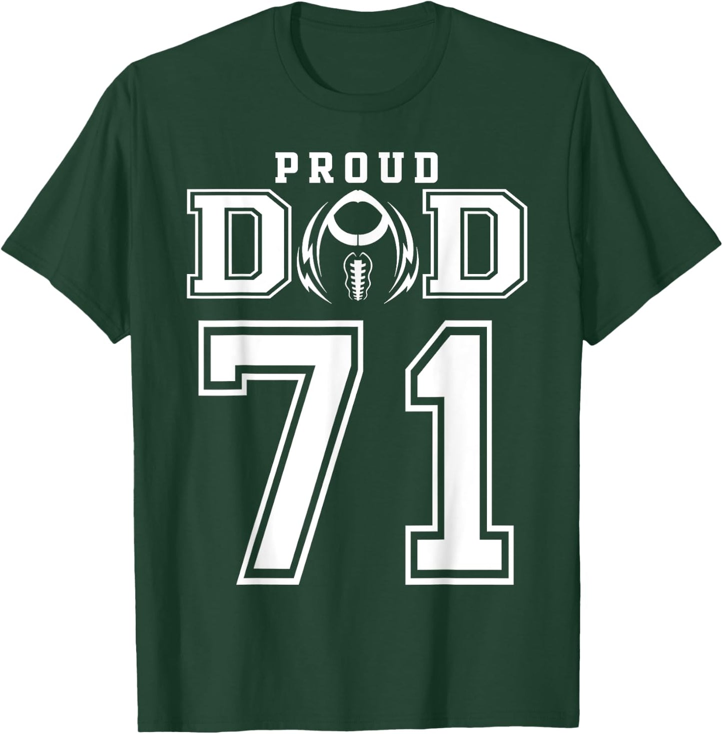 Custom Proud Football Dad Number 71 Personalized T-Shirt - T-Shirt | Forest