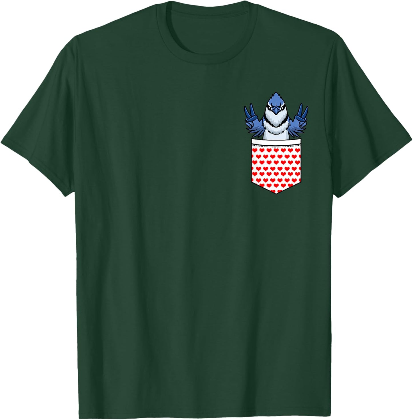 Blue Jay Bird Cyanocitta Cristata In Pocket T-Shirt - T-Shirt | Forest