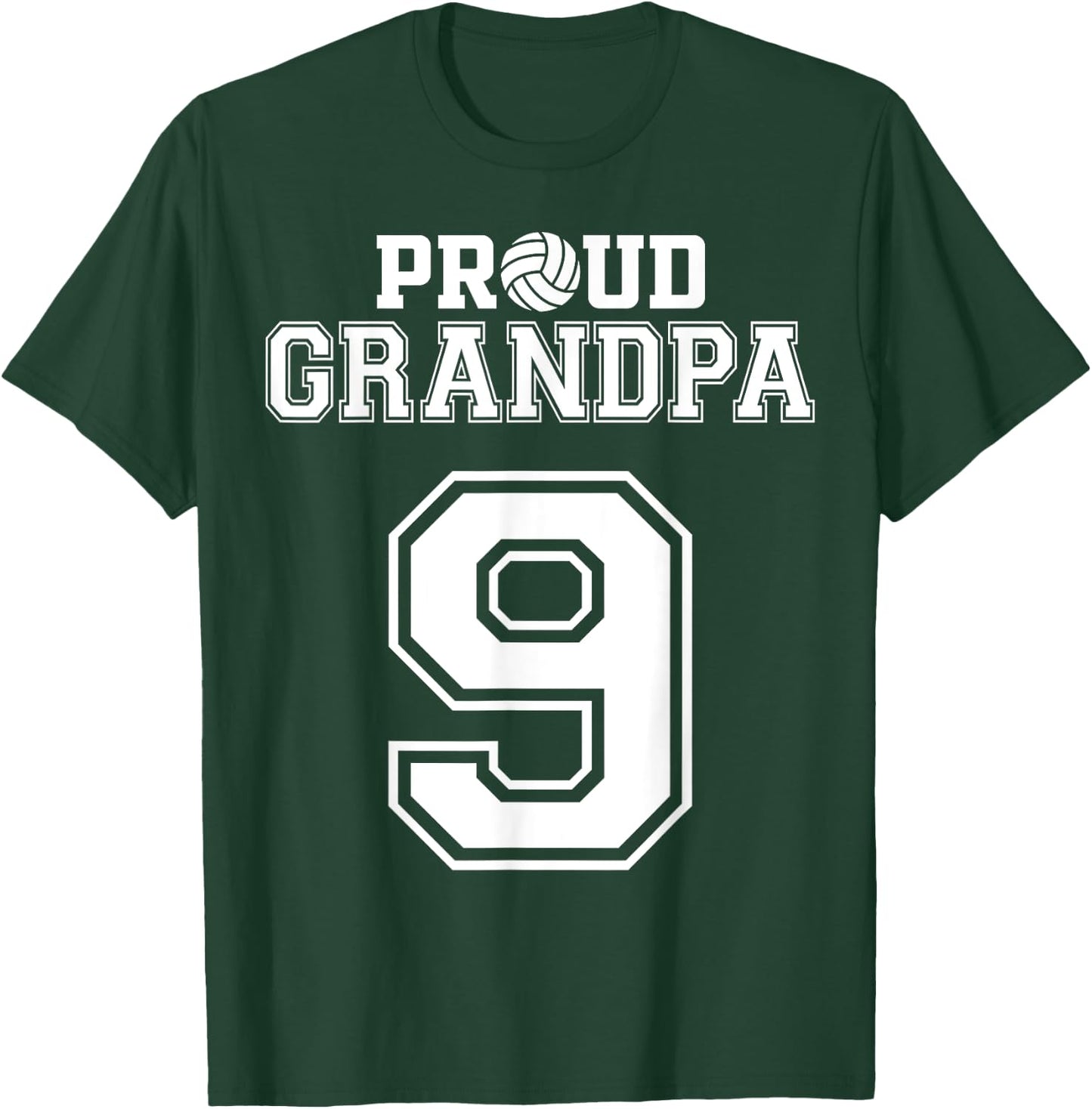 Custom Proud Volleyball Grandpa Number 9 Personalized Men T-Shirt - T-Shirt | Forest