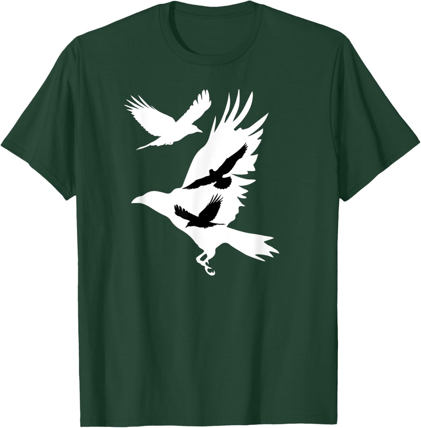 Crows in Flight Crow Raven Blackbird Bird Ornithology T-Shirt - T-Shirt | Forest