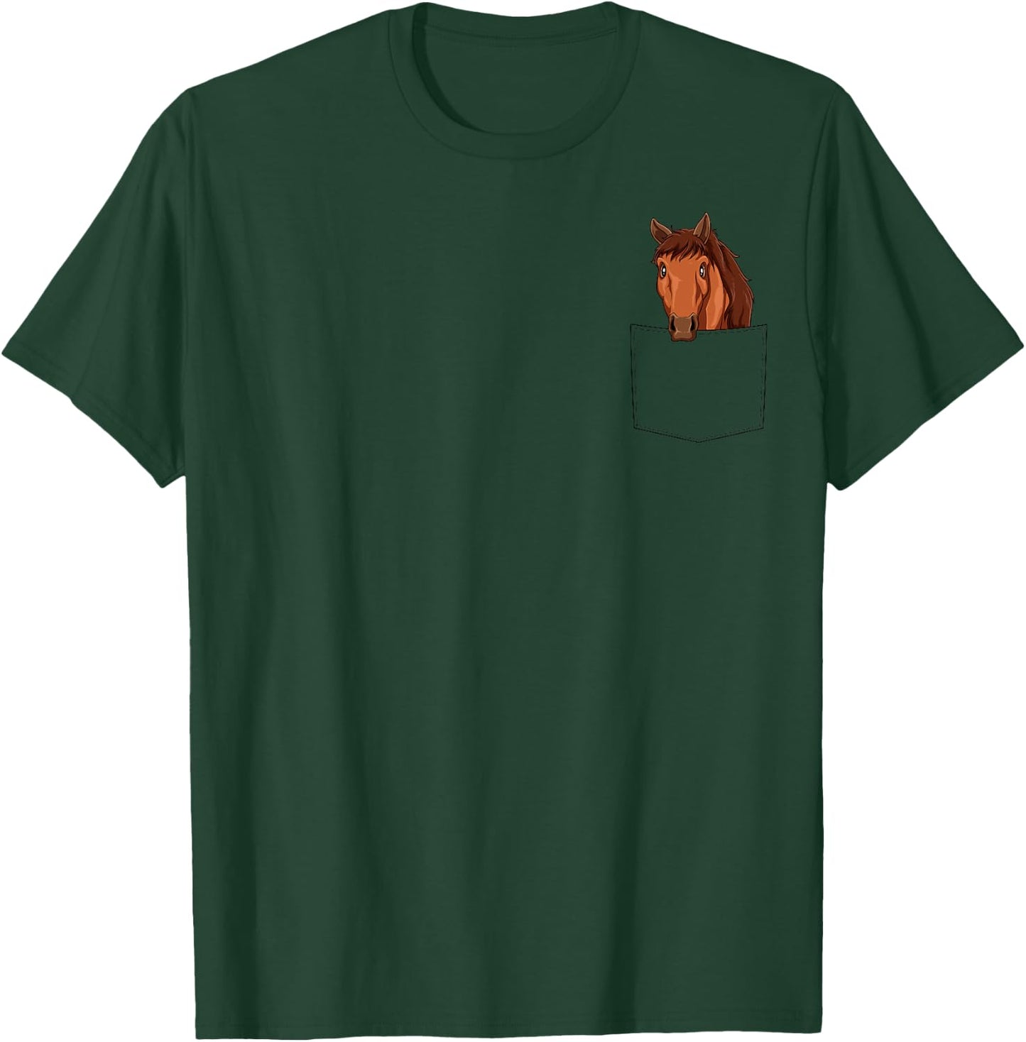 Horse Pocket Horse In Pocket Horse Peeking Funny Farming T-Shirt - T-Shirt | Forest