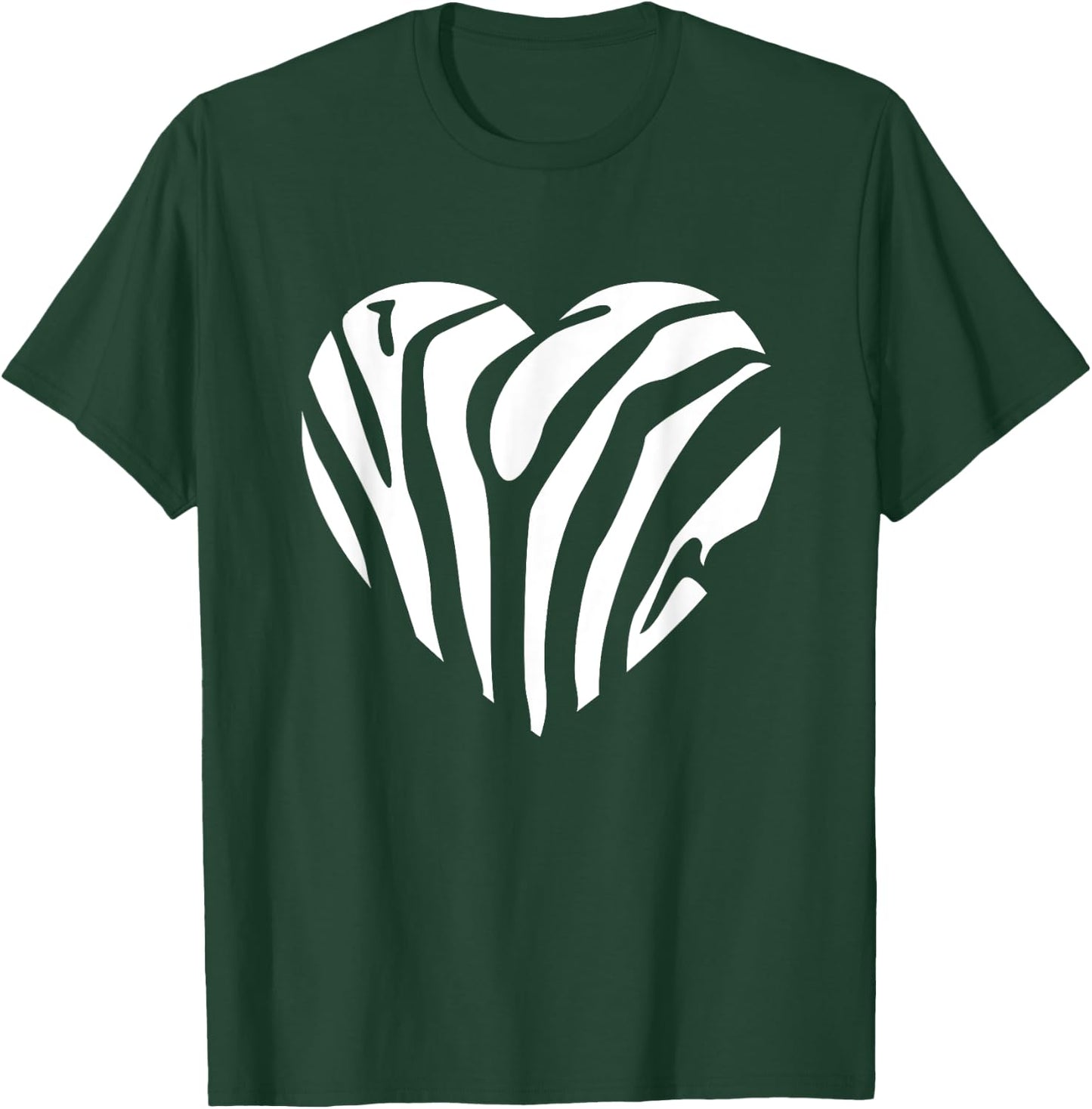 Zebra Heart Animal Lover Stripe Africa Gift Men Women Kids T-Shirt - T-Shirt | Forest