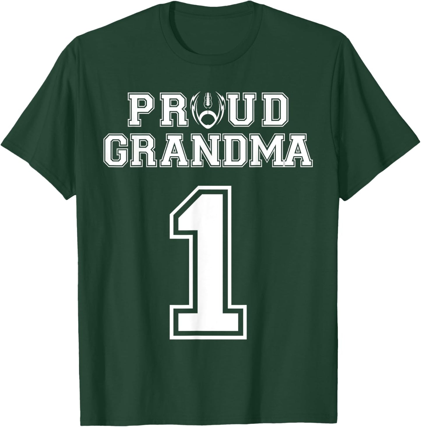 Custom Proud Football Grandma Number 1 Personalized Women T-Shirt - T-Shirt | Forest