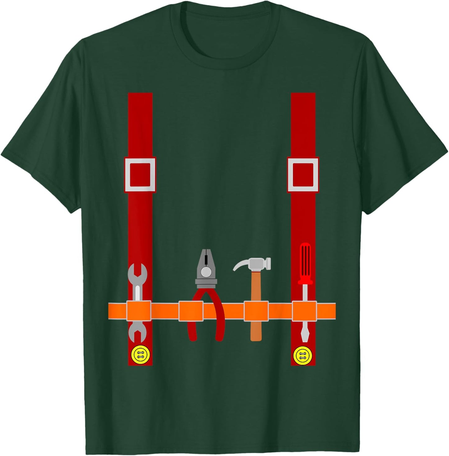 Men's Plumber Costume Halloween Fancy Dress Up T-Shirt - T-Shirt | Forest