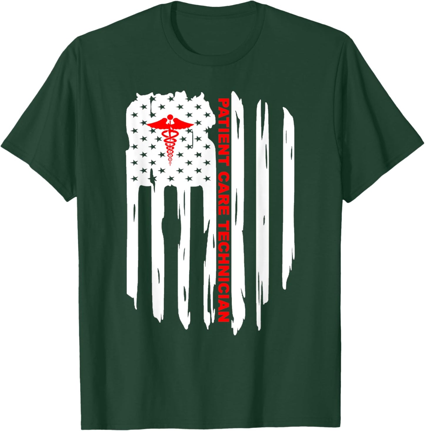 Patriotic American USA Flag Patient Care Technician PCT Gift T-Shirt - T-Shirt | Forest