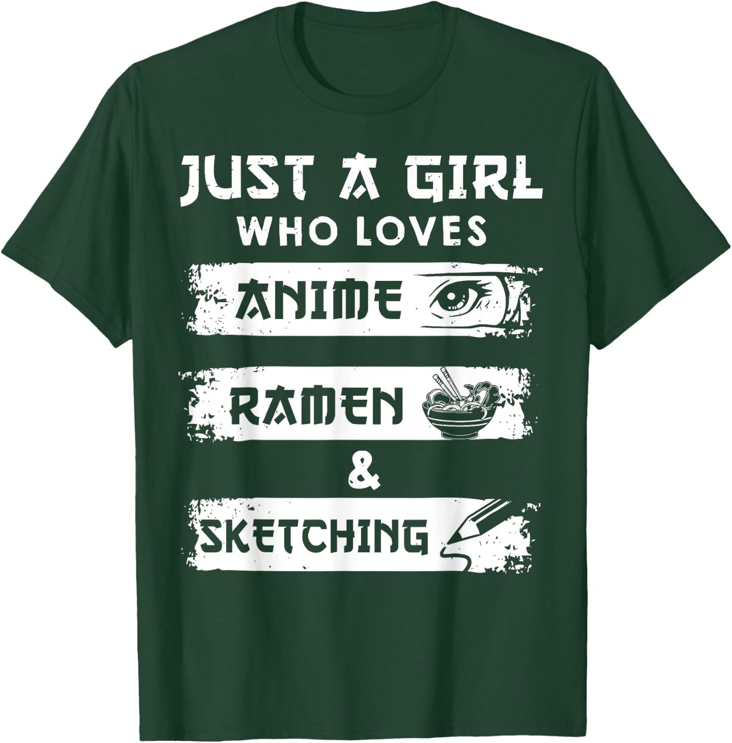Just a Girl Who Loves Anime Ramen And Sketching Otaku Anime T-Shirt - T-Shirt | Forest