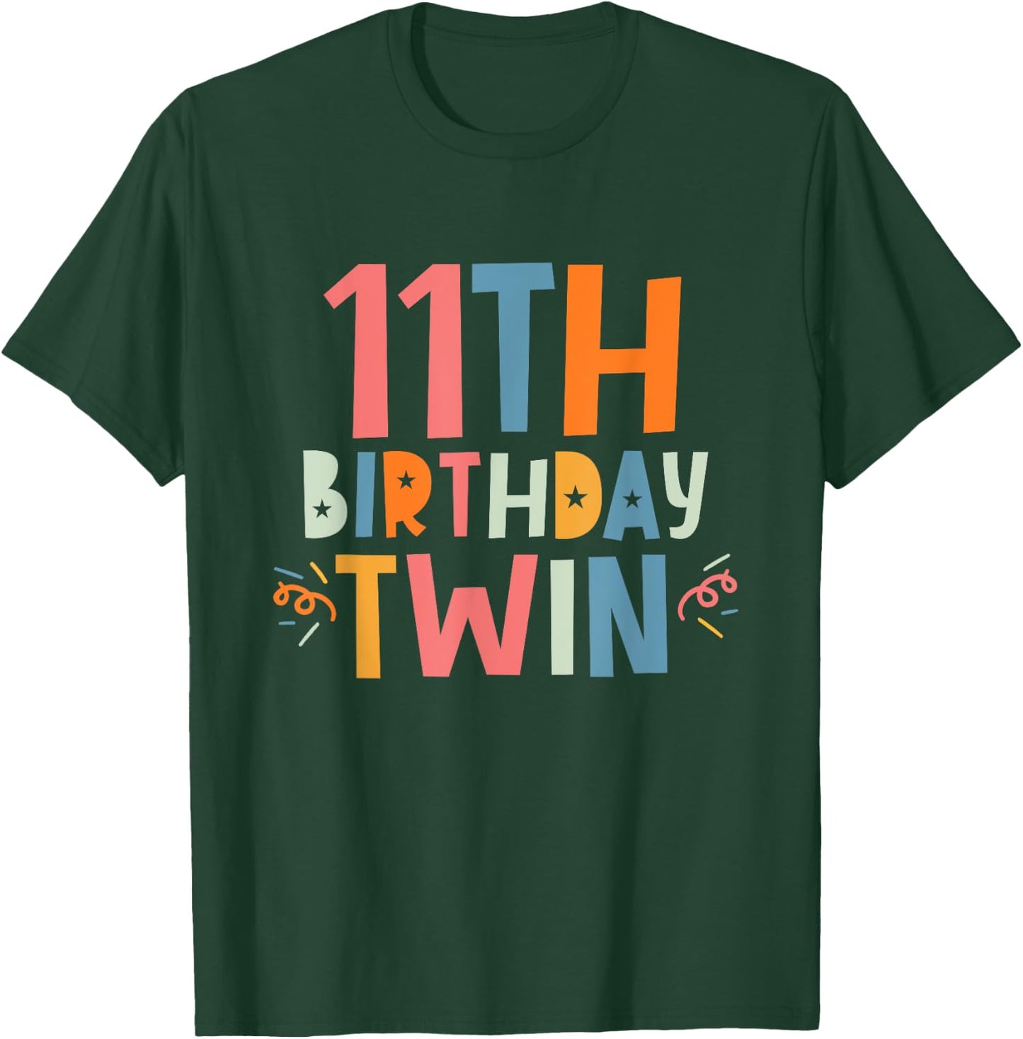Twin 11th Birthday Boy Girl 11 Year Old Birthday Twins Party T-Shirt - T-Shirt | Forest