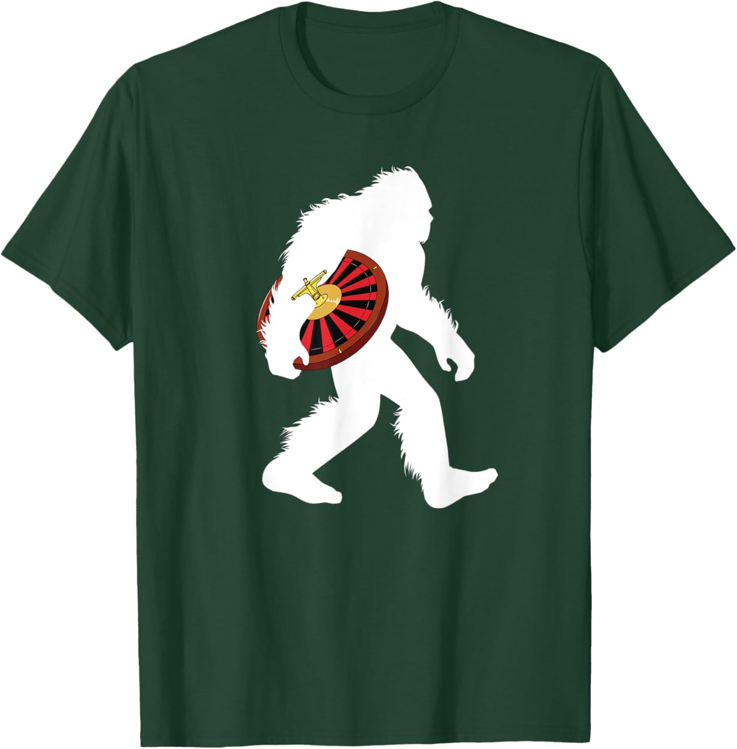 Bigfoot Gambling Casino Wheel Sasquatch Gambler T-Shirt - T-Shirt | Forest