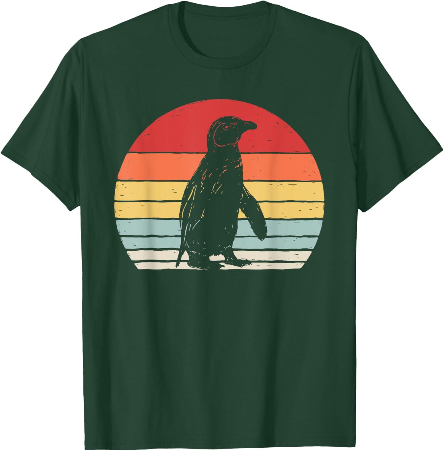 Catch Some Rays Vintage Retro African Penguin Cape Penguin -Adults Black Short Sleeve T-Shirt - T-Shirt | Forest