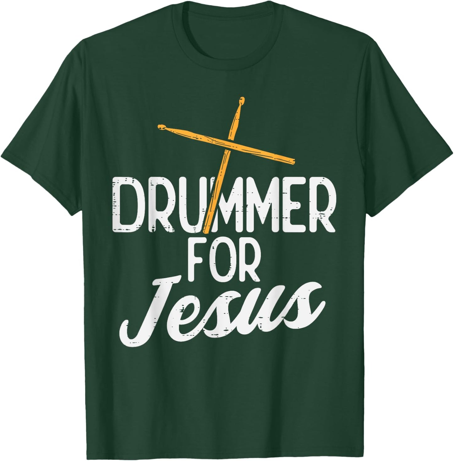 Drummer For Jesus God Drumming Christian Men Women Kids T-Shirt - T-Shirt | Forest