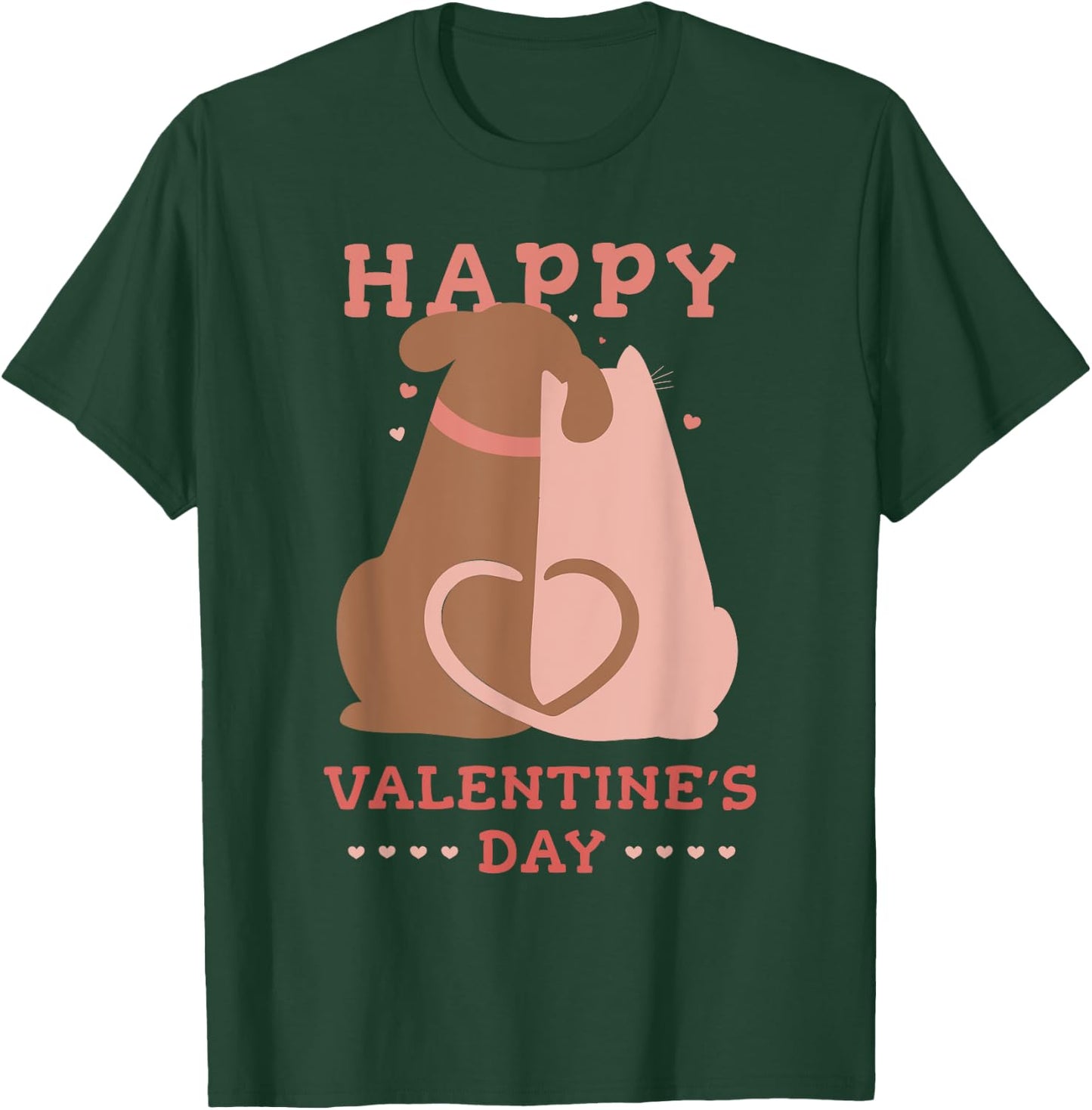 Cute Cat and Dog Love Valentine's Day Girls Women T-Shirt - T-Shirt | Forest
