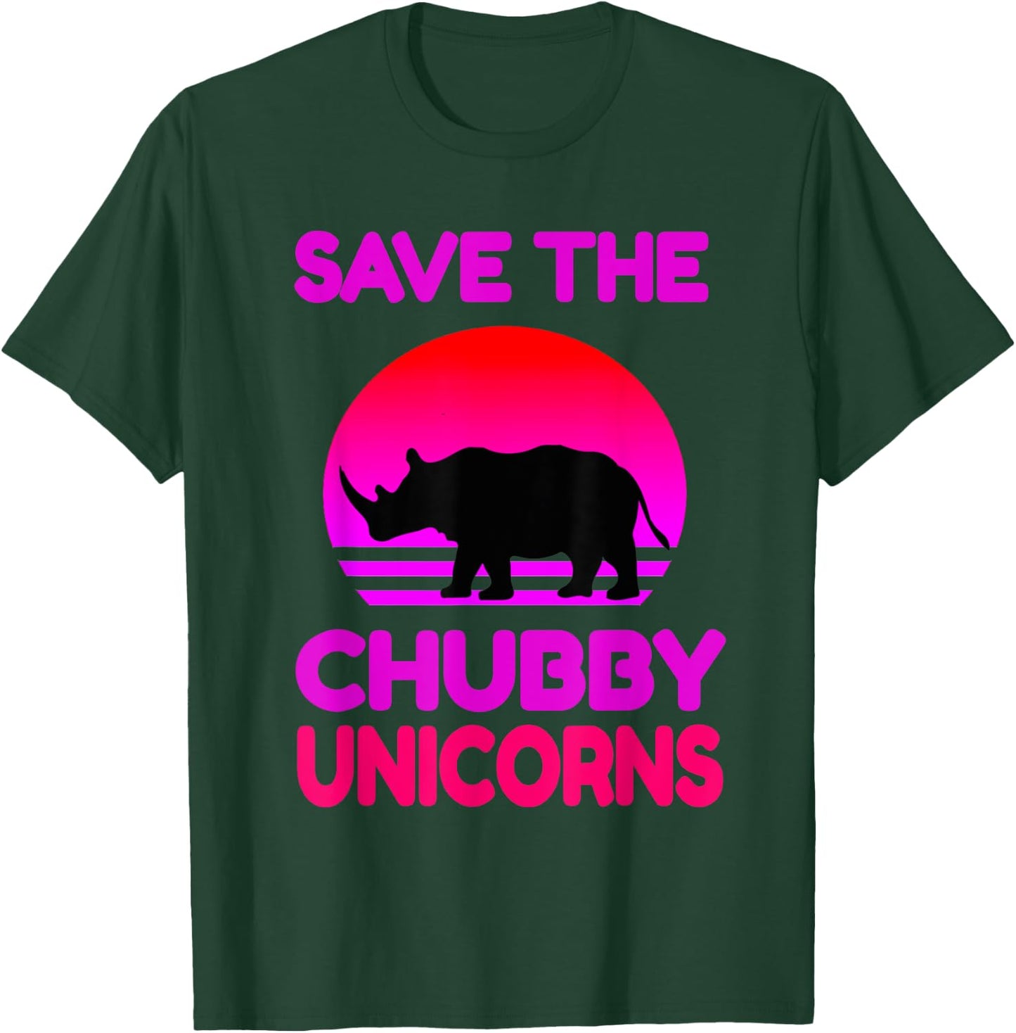 Save The Chubby Unicorns Retro Style Rhino T-Shirt - T-Shirt | Forest