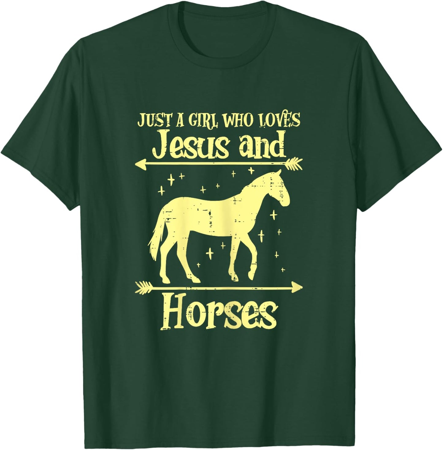 Just A Girl Who Loves Jesus And Horses Christian Girls Women T-Shirt - T-Shirt | Forest