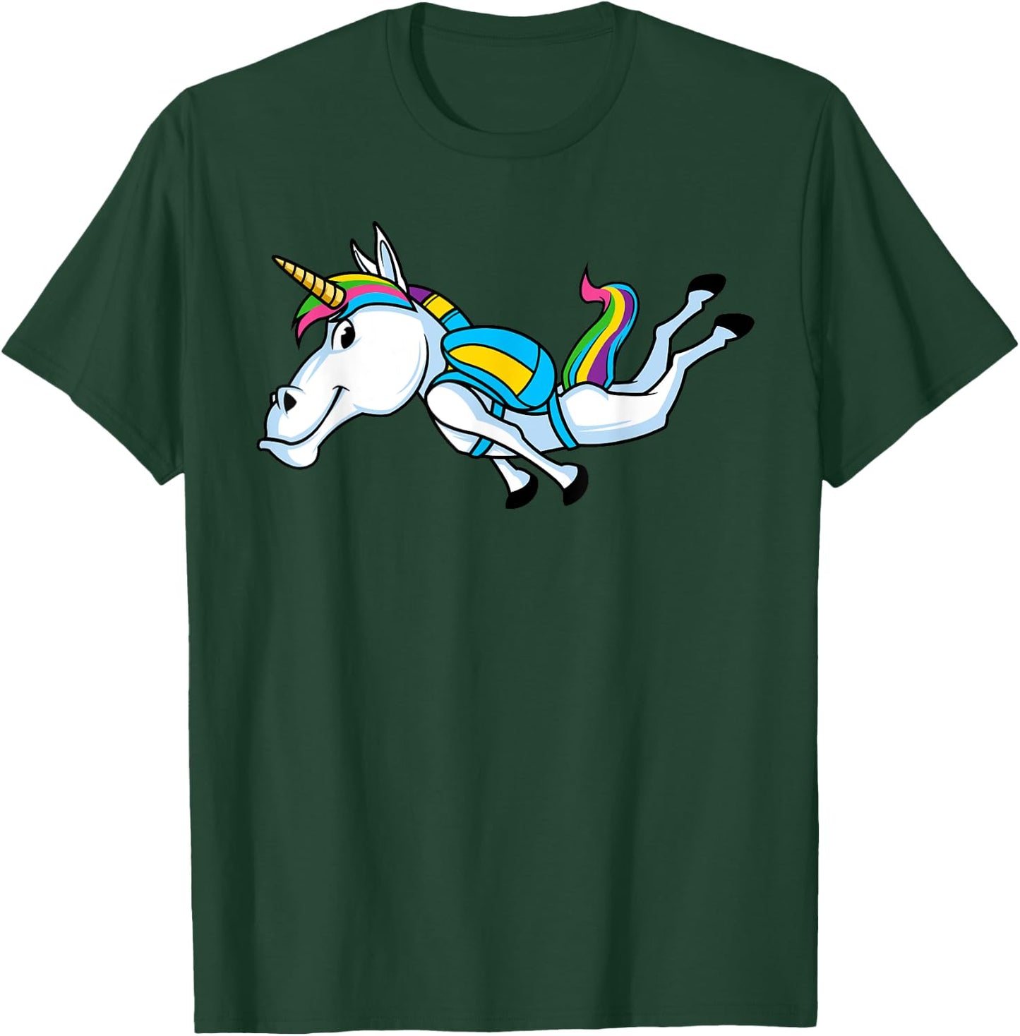 Funny Unicorn Sports Skydiving Magical Parachuting Skydiver T-Shirt - T-Shirt | Forest