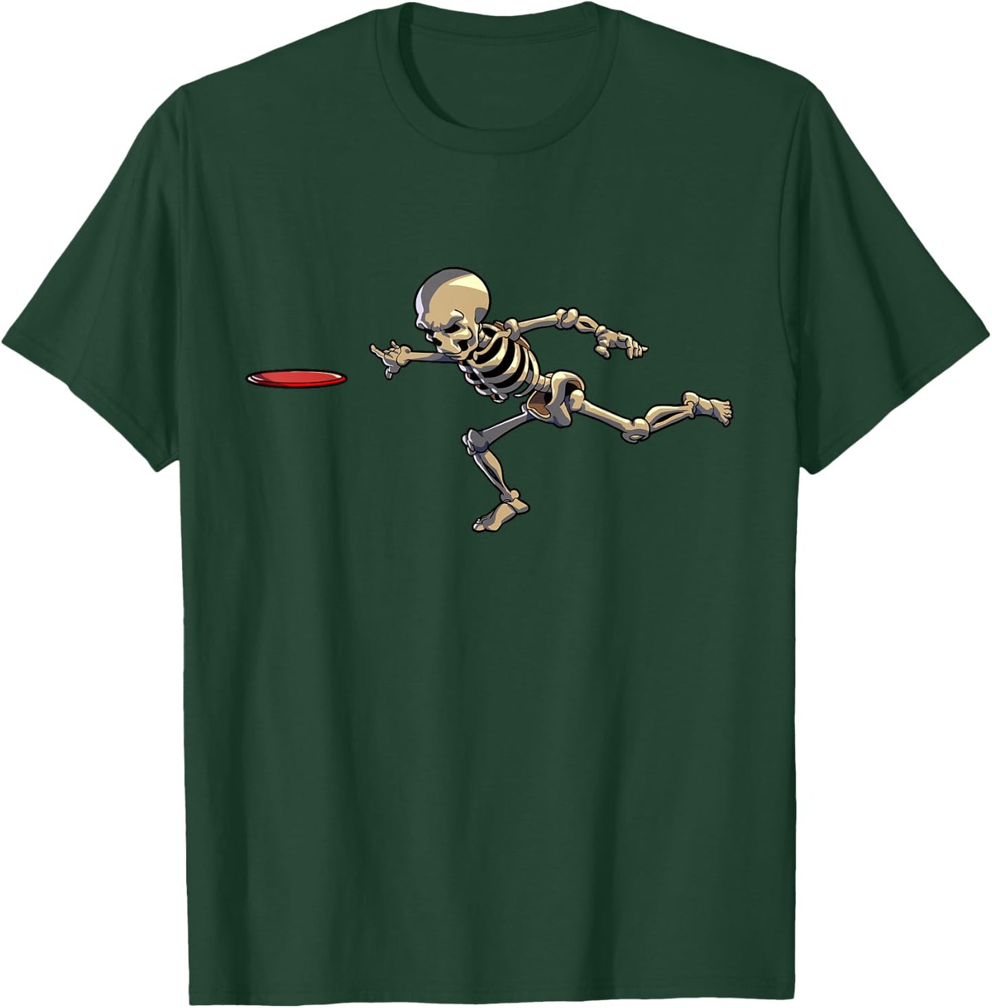 Disc Golfing Skeleton Halloween Men Disc Golf Halloween T-Shirt - T-Shirt | Forest