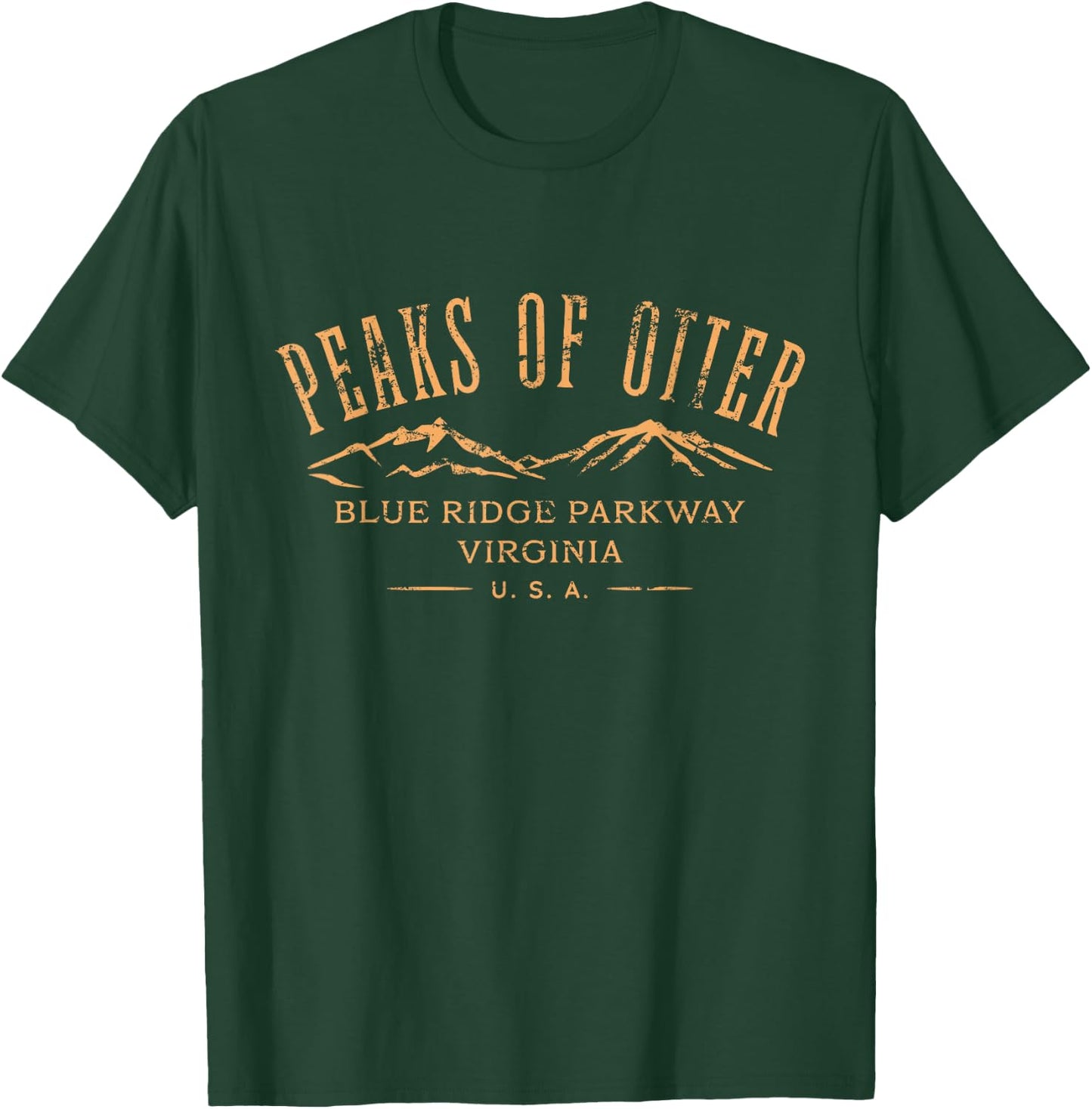 The Peaks of Otter Blue Ridge Parkway VA Distressed Design T-Shirt - T-Shirt | Forest