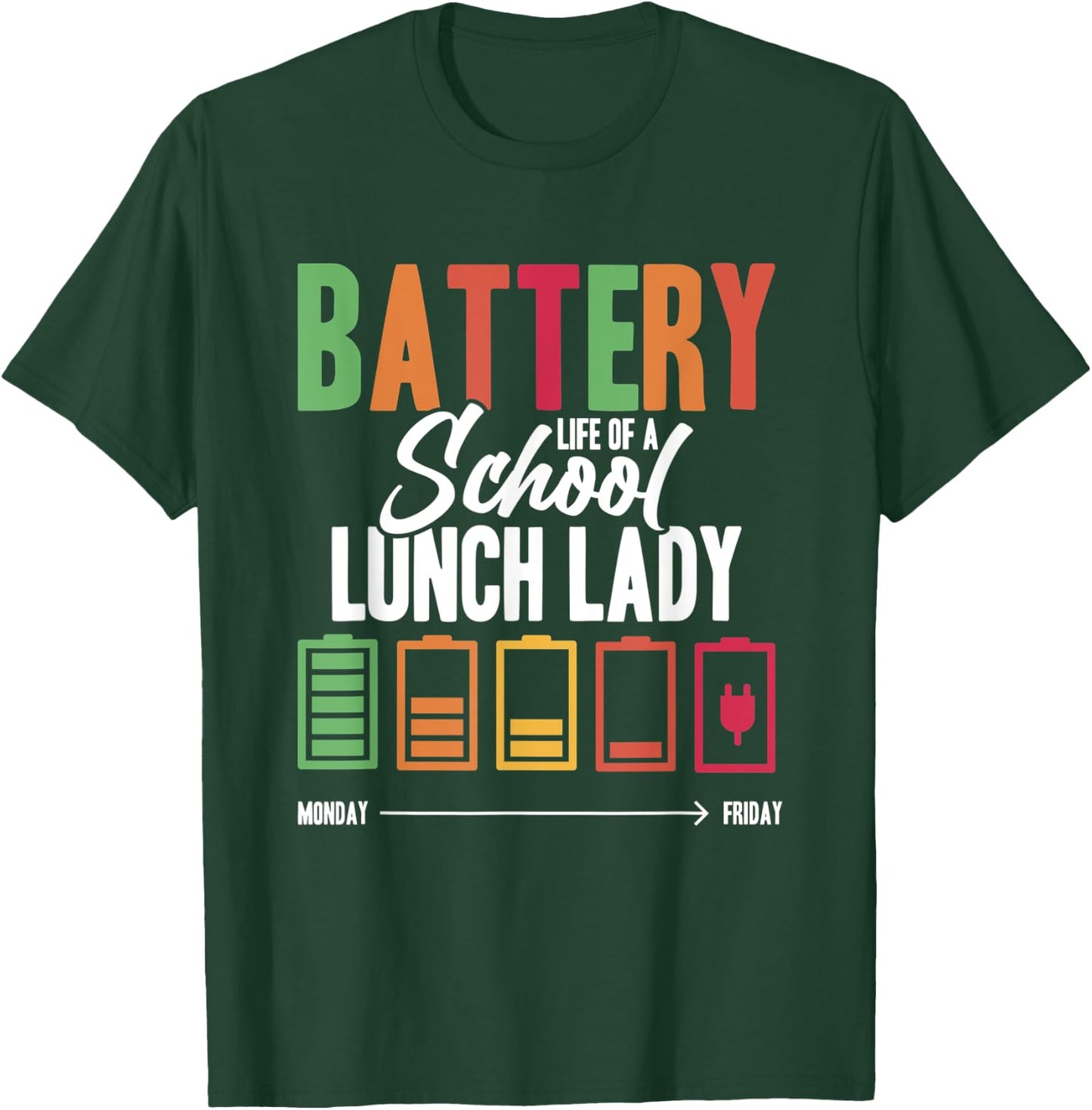 Battery Life Of A School Lunch Lady Cafeteria Worker T-Shirt - T-Shirt | Forest