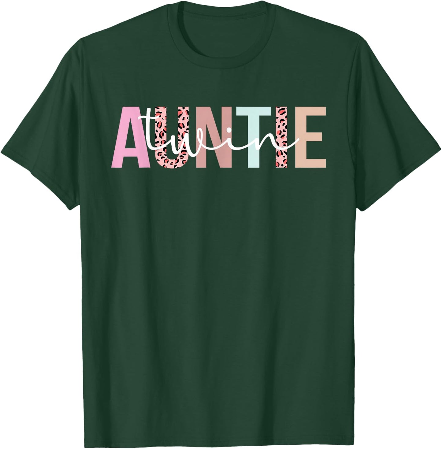 Cute Auntie Of Twins For Mother's Day Twin Aunt Boho Black T-Shirt - T-Shirt | Forest
